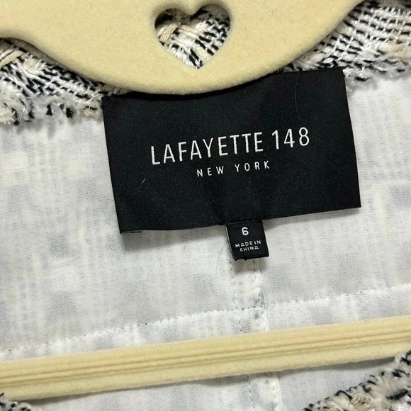 Lafayette 148 Noelle Tweed Boucle Jacket Black White Sz 6 - Picture 7 of 9